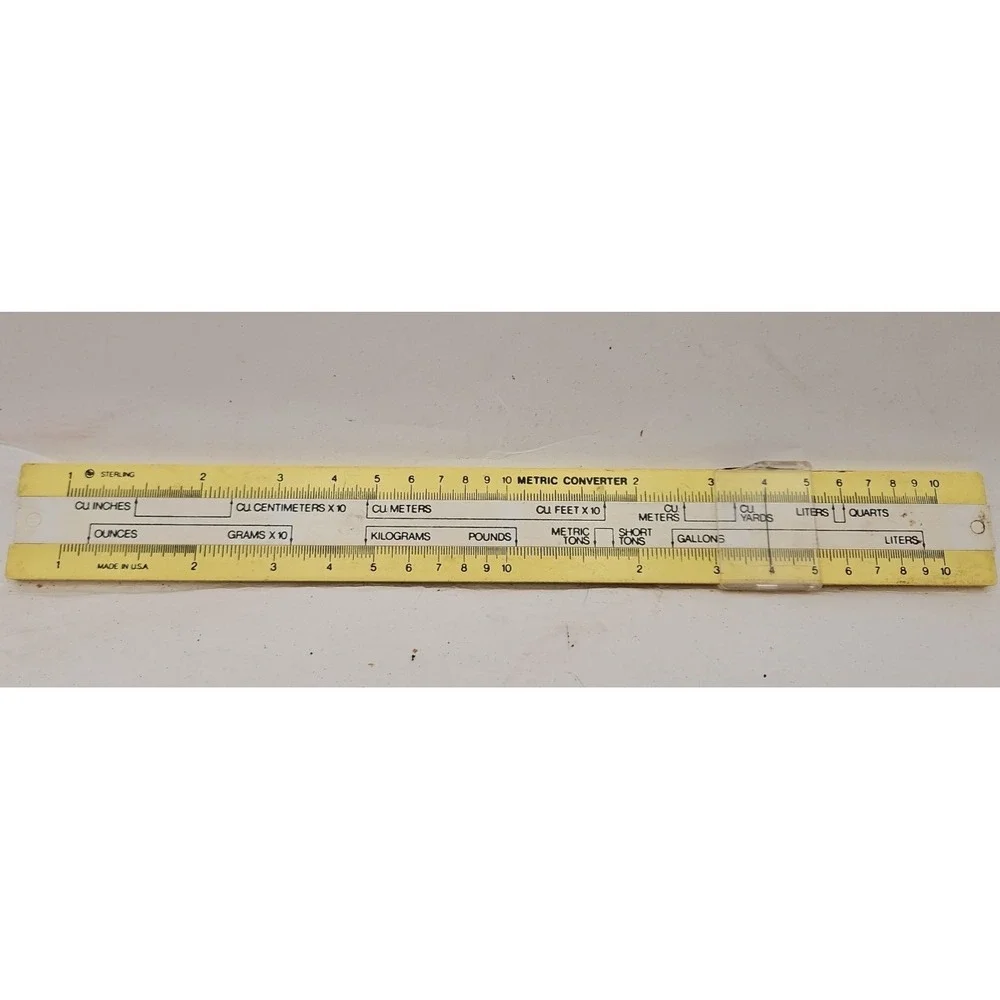 Vintage, Sterling Metric Converter Slide Ruler, 11 inch Length, Made in USA